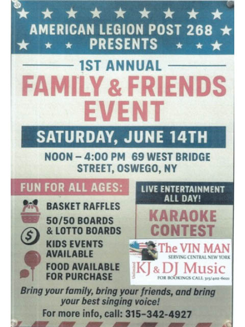 family friends event oswego american legion 6.14.2025