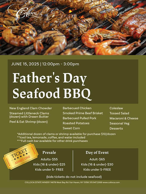 fathers day seafood bbq colloca estate winery 6.15.2025