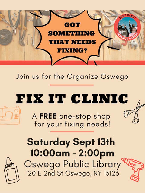 fix it clinic organize oswego opl 9.13.2025