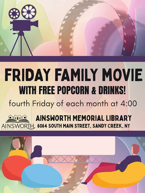 friday family movie night ainsworth sandy creek fourth fridays month 2025
