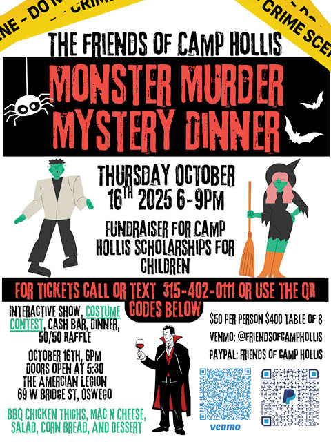 friends camp hollis murder mystery dinner 10.16.2025