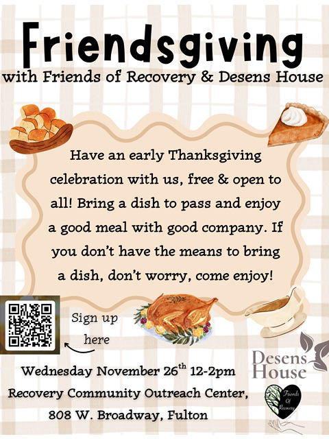 friendsgiving desens house friends recovery catholic charities 11.26.2025