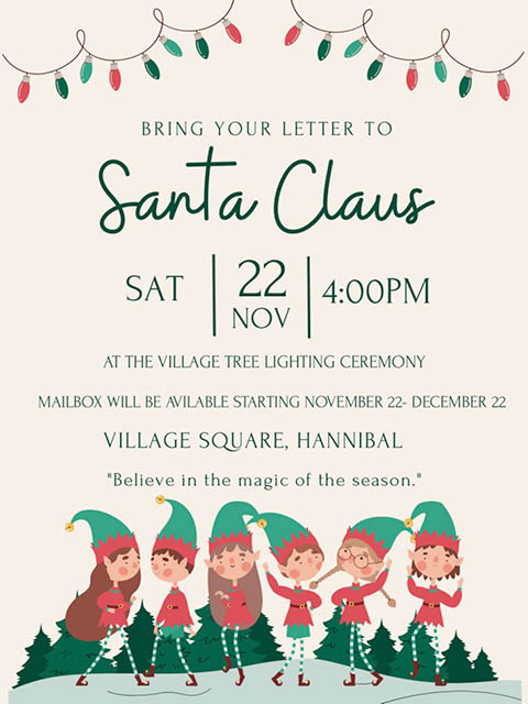 hannibal tree lighting letters to santa 11.22.2025