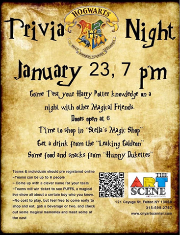 hogwarts trivia night art scene cny arts center 1.23.2025