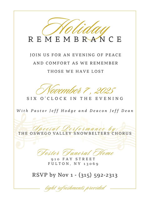 holiday remembrance ceremony foster funeral home 11.7.2025