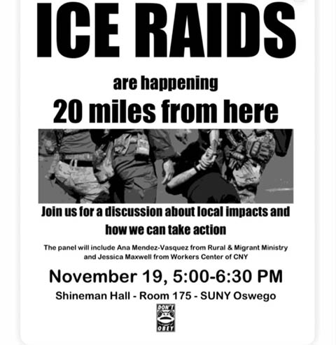 ice raids discussion shineman suny oswego 11.19.2025