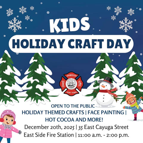 kids holiday craft day oswego fire dept 12.20.2025