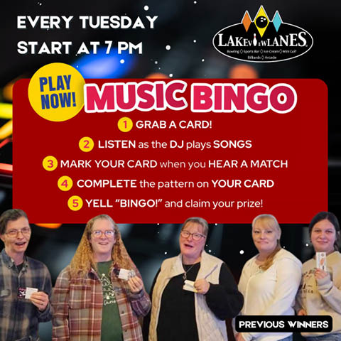 music bingo tuesdays lakeview lanes 2025