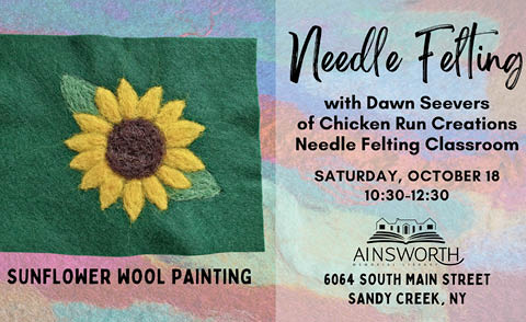 needle felting workshop ainsworth library 10.18.2025