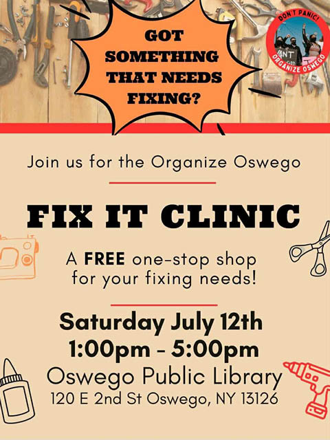 organize oswego fix it clinic 7.12.2025