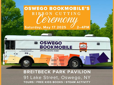 oswego bookmobile public grand opening ribbon breitbeck park 5.17.2025