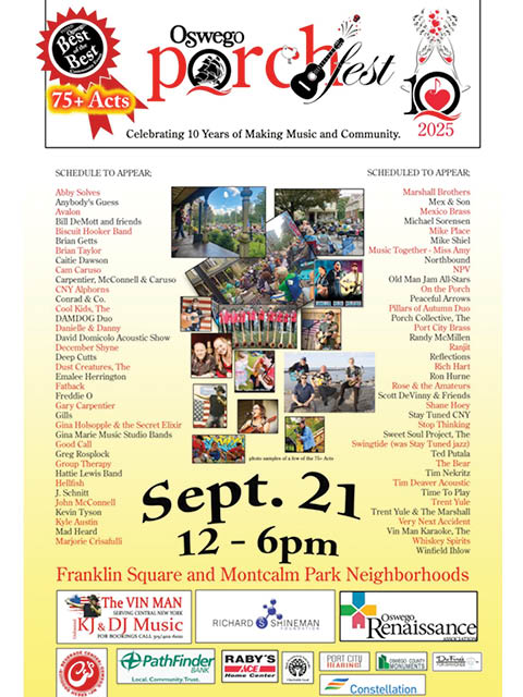 oswego porchfest franklin sq montcalm park 9.21.2025