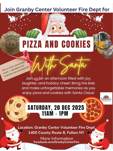 pizza cookies santa granby center fire dept 12.20.2025