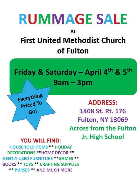 rummage sale first umc fulton april 2025