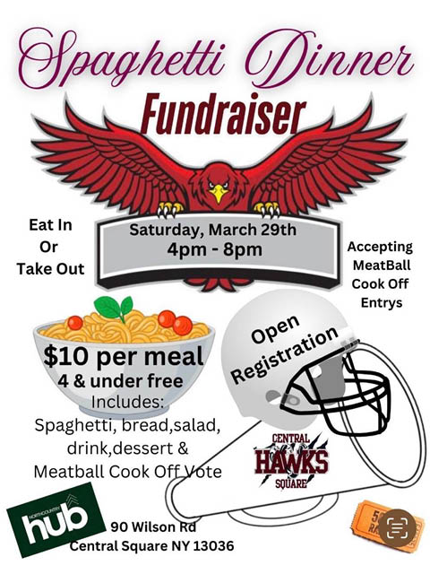 spaghetti dinner fundraiser central square hawks hub 3.29.2025