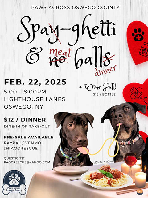 spay ghetti meatballs dinner paoc lighthouse lanes 2.22.2025