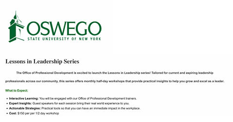 suny oswego lessons in leadership programs summer 2025
