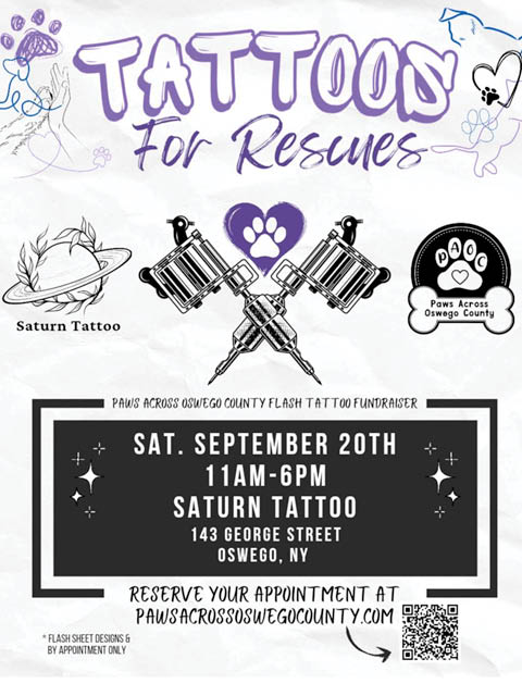 tattoos for rescues saturn tattoo paws across oswego county 9.20.2025