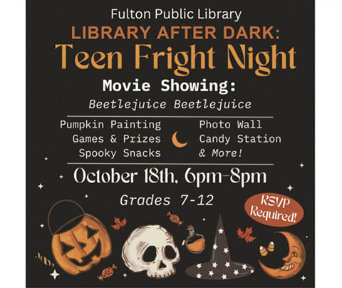 teen fright night fulton library 10.18.2025