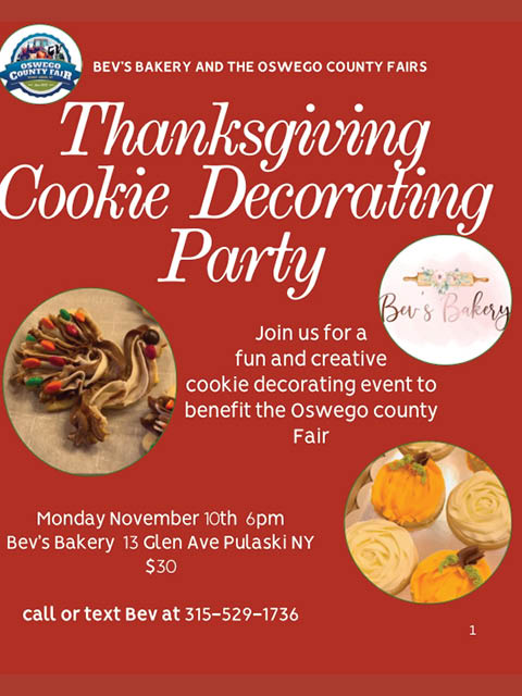 thanksgiving cookie decorating party bevs bakery pulaski 11.10.2025