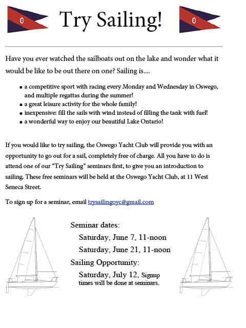 try sailing oswego yacht club 6.7 and 21.2025