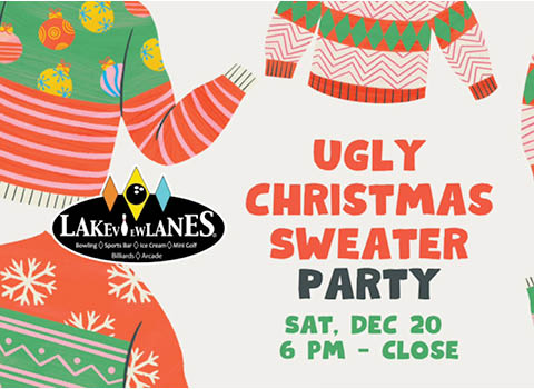 ugly sweater party lakeview lanes 12.20.2025