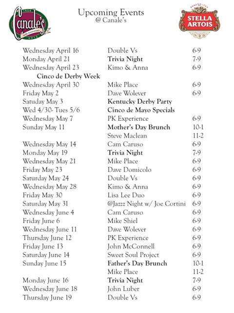 upcoming events canales restaurant 2025