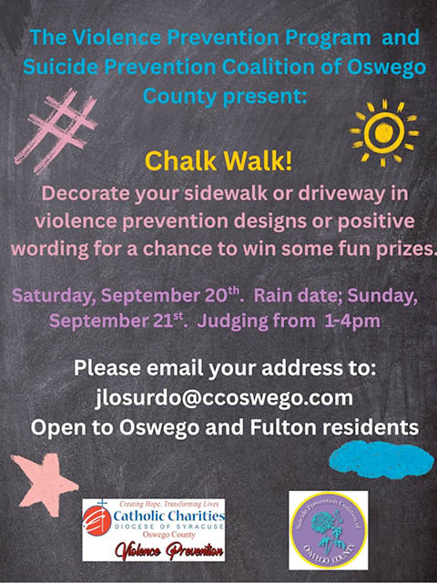 violence prevention chalk walk fulton oswego 9.20.2025