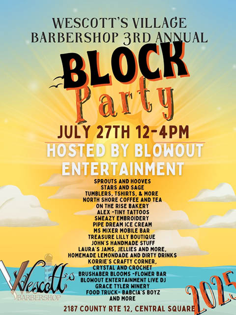 westcotts village barber shop 3rd annual block party 7.27.2025