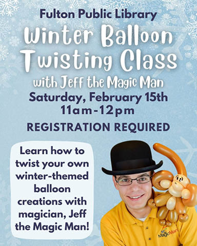 winter balloon twisting class jeff magic man fpl 2.15.2025