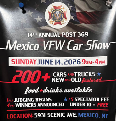 14th annual mexico vfw car show 6.14.2026