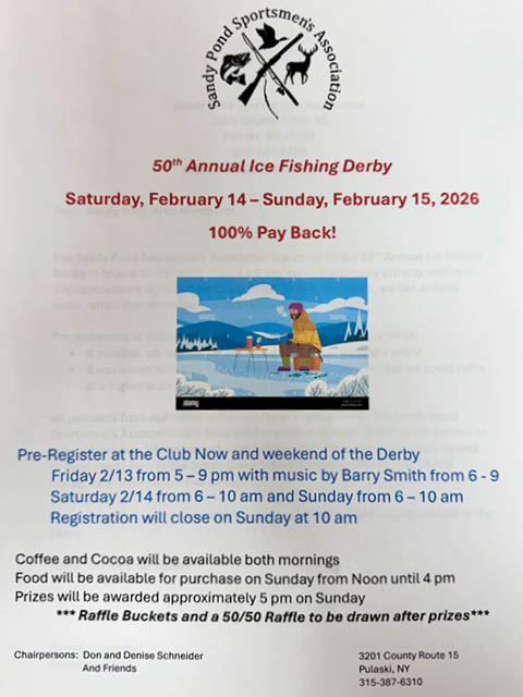 50th annual ice fishing derby sandy pond sportsmen 2.14 15.2026