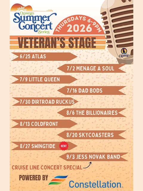 additional dates veterans stage concerts oswego 2026