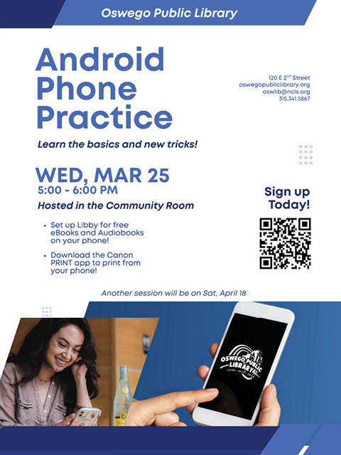 android phone practice oswego public library 3.25.2026