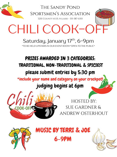 chili cook off sandy pond sportsmen association 1.17.2026