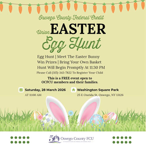 easter egg hunt oswego ocfcu washington square park 3.28.2026