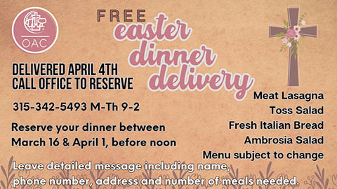 free easter dinner delivery oswego alliance 4.4.2026