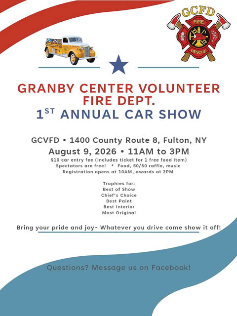 granby center vfd 1st annual car show 8.9.2026