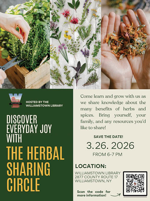 herbal sharing circle williamstown library 3.26.2026