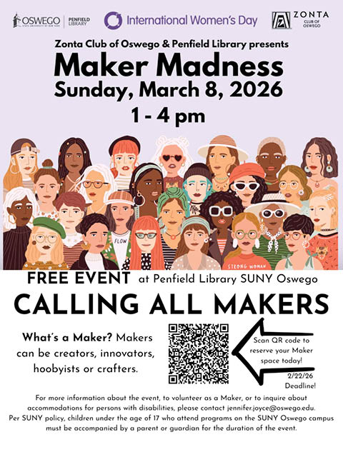 maker madness penfield library suny oswego iwd 3.8.2026