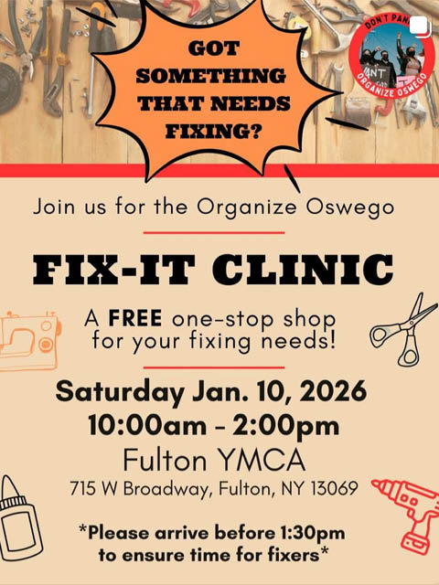 organize oswego fix it clinic fulton ymca 1.10.2026