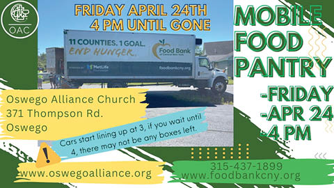 oswego alliance church mobile food pantry 4.24.2026