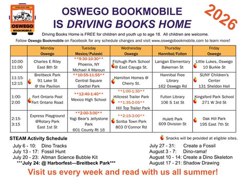 oswego bookmobile hannibal pulaski fulton oswego mexico oswego summer 2026