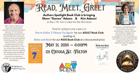 read meet greet glenn gomez adams kim adams book club cny arts center 5.21.2026
