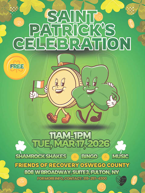 st patricks day celebration friends recovery oswego 3.17.2026