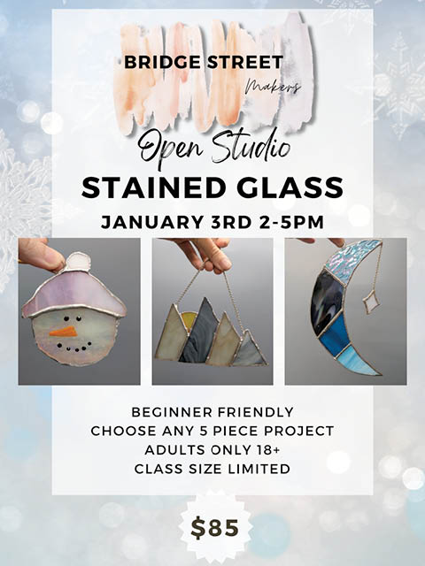 stained glass class bridge street makers 1.3.2026