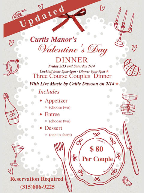 valentines dinners curtis manor 2.13 14.2026