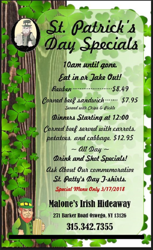malones st patrick specials