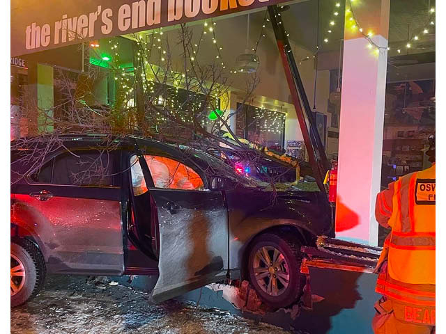Vehicle Hits River's End Bookstore