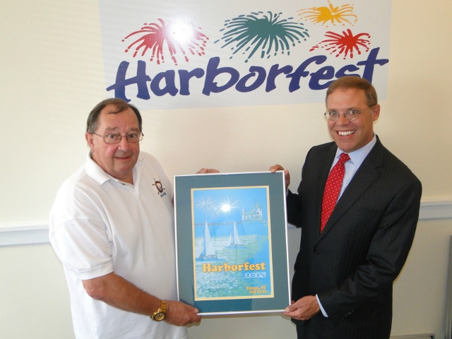 Harborfest Presents Winning Design Poster to Assemblyman Barclay